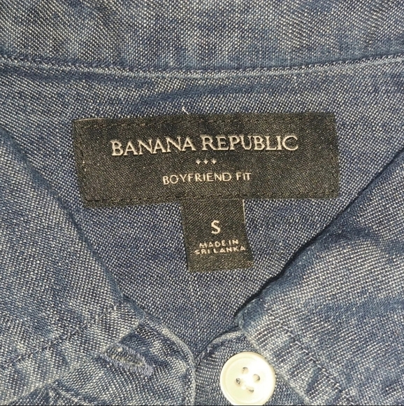 Banana Republic Boyfriend Fit Blue Chambray Button Down Shirt Size Small B27#1 - Picture 3 of 8
